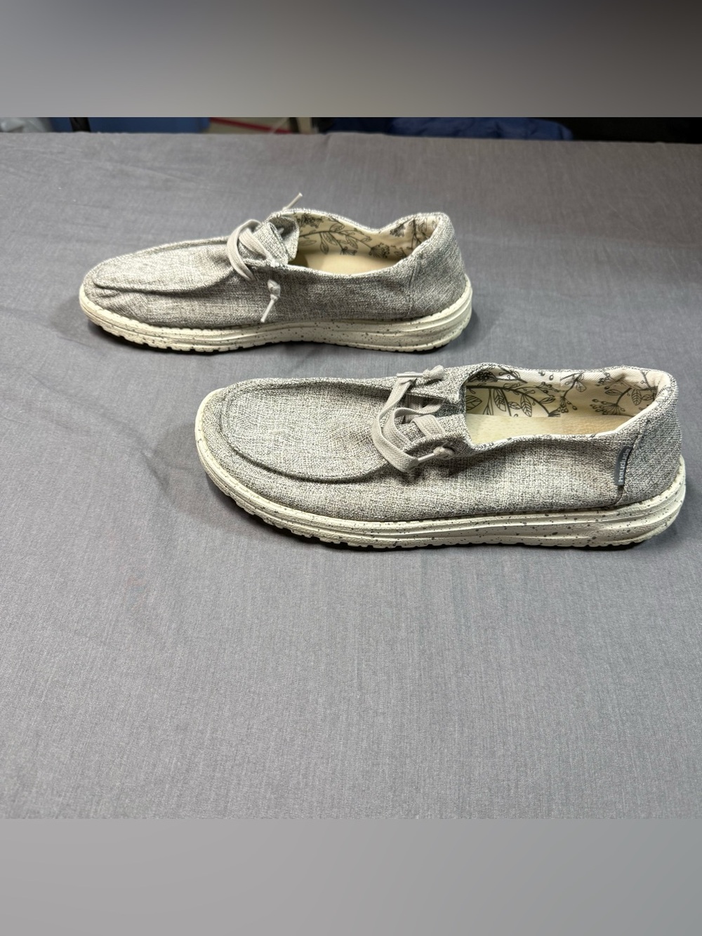 Hey Dude Light Grey Canvas Slip-On Loafers